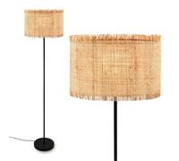 BRILONER - Lampe de salon avec abat-jour en paille, interrupteur à pied, E27, max. 10W, Boho, aesthetic, 40 x 161 cm (DxH), Naturel