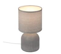 BRILONER - Lampe de table avec abat-jour en tissu, interrupteur à fil, pied en céramique, lampe de chevet, décorative, lampe de bureau et lecture, 15x28 cm, gris
