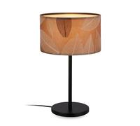 BRILONER - Lampe de table avec décor de feuilles, interrupteur à fil, E27, max. 10W, boho, aesthetic, lampe de chevet, lampe déco couloir, bureau, lecture, salon, 25x41,5 cm, couleur café
