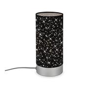 BRILONER Lampe de table avec décoration étoilée, lampe de chevet avec interrupteur à câble, douille E14, lampe de table en tissu, 250 x 110 mm (diamètre x hauteur), noir, noir mat
