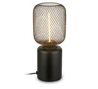 BRILONER - Lampe de table avec treillis métallique, interrupteur à fil, douille E27, lampe de chevet, lampe de bureau, lampe de salon à poser, lampe à poser, lampe table salon, 10 x 25 cm, noir