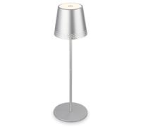 BRILONER - Lampe de Table LED Rechargeable 2 en 1, Gradation Progressive, Tactile, Lumière Mobile d'Extérieur Sans Fil, Chrome Mat