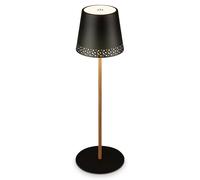 Briloner - Lampe de table LED rechargeable 2 en 1, Variation progressive de l'intensité lumineuse, Touche, Lumière mobile, Lampe de table LED pour l'extérieur, sans fil, Noir-imitation bois