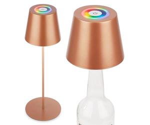 BRILONER - Lampe de table LED sans fil 3-en-1 RGBW IP44, tactile, dimmable, batterie et ampoule remplaçables, chevet, lecture, camping, lampe à batterie, 36x12 cm, bronze