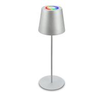 BRILONER - Lampe de Table LED Sans Fil avec Touch, Lumière Colorée RGB+W, Hauteur Réglable, Chevet/Camping/Outdoor, Accu, 36x10,5 cm, Argenté