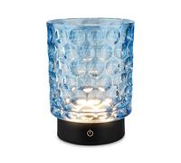 BRILONER - Lampe de table LED sans fil IP44 avec corps en verre, gradation tactile par paliers, batterie et source interchangeables, lampe de chevet, lampe décorative à batterie, 15x11 cm, bleu