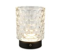 BRILONER - Lampe de table LED sans fil IP44 avec corps en verre, variateur d'intensité tactile par paliers, chevet, décorative, lampe de table à batterie, salon, chambre d'enfant, 15x11 cm, claire