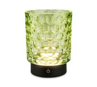 BRILONER - Lampe de table LED sans fil IP44 avec corps en verre, variateur par effleurement, batterie et source interchangeables, lampe de chevet, lampe décorative, 15x11 cm, vert