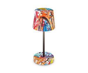 BRILONER - Lampe de table LED sans fil IP44 avec touche, variateur par paliers, protection éclaboussures, lampe de chevet, lampe de lecture, lampe LED, lampe de camping, 26x10,5 cm, motif graffiti