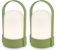 Briloner - Lampe de table LED sans fil IP44, tactile, dimmable, batterie remplaçable, chevet, lecture, LED, camping, lampe à batterie, extérieur, 9x8x15,5 cm, vert lime, Lindgrün (Lot de 2)