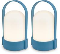 Briloner - Lampe de table LED sans fil IP44, tactile, dimmable, batterie remplaçable, chevet, lecture, LED, camping, lampe à batterie, extérieur, 9x8x15,5 cm, bleu (Lot de 2)