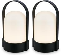 Briloner - Lampe de table LED sans fil IP44, tactile, dimmable, batterie remplaçable, chevet, lecture, LED, camping, lampe à batterie, extérieur, 9x8x15,5 cm, noir (Lot de 2)