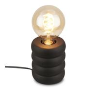 Briloner - Lampe De Table Pied Céramique Noir 10,5x12,5 cm | E27 Max. 25W, Interrupteur Câble, Lampe De Chevet, Lampe De Table Salon, Lampe De Lecture, Lampe Pour Bureau