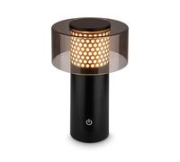 BRILONER - Lampe de table sans fil LED IP44 avec fonction tactile, à intensité variable, lumière blanche chaude,13x20,5 cm, noir-or