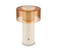 BRILONER - Lampe de table sans fil LED IP44 avec fonction tactile, à intensité variable, lumière blanche chaude, 13x20,5 cm, café-gris clair