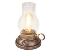 BRILONER - Lampe de table sans fil LED IP44 avec fonction tactile, dimmable, batterie remplaçable, lampe de chevet sans fil, lampe à huile LED, lampe de table exterieur, 10,5x17,5 cm, bronze-crafted