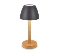 BRILONER - Lampe de table sans fil LED IP44 avec touch, à intensité variable, batterie remplaçable, de chevet sans fil, lampe de salon à poser, chevet, 13,5x30 cm, anthracite bois