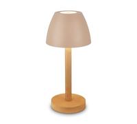 BRILONER - Lampe de table sans fil LED IP44 avec touch, dimmable, batterie interchangeable, lampe de chevet sans fil, chevet, 13,5x30 cm, beige bois