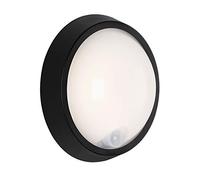 BRILONER - Lampe d'extérieur à LED, applique murale d'extérieur avec détecteur de mouvement et capteur crépusculaire, 12 Watt, 1.150 Flux de lumieres, 4.000 Kelvin, Blanc/Noir, Rond, Ø 17cm