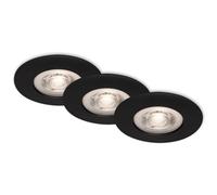 Briloner - Lampe Led Encastrée Leuchten Kulana, 5 W, 460 Lm, Ip44, Noir Mat, Plastique, Set De 3, 9 Cm