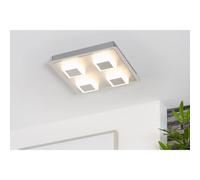 Briloner Lampe LED Plafonnier Argent Carré 28 cm 4 x 5W 1600lm 3000K Warm