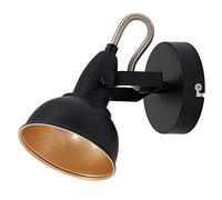 Briloner Leuchten 2049-015 Spot 2 en 1 plafonnier ou applique murale - luminaire style vintage - métal noir & or mat - douille E14 - 40 W max. - 15.6 x 10 x 15.6 cm