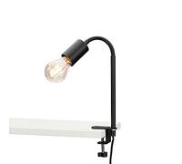 BRILONER Leuchten 2600-015 Lampe à pince, 1 ampoule E27, max. 10 W, avec interrupteur à câble, bras flexible, en métal, noir, 477 mm