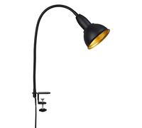 Briloner Leuchten 2603-015 Lampe de lecture rétro en métal avec bras flexible et interrupteur marche/arrêt 1 ampoule E14 max. 25 W Noir/doré