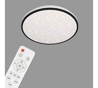 Briloner Leuchten 3447-115 LED, plafonnier à Gradation, décor étoilé, contrôle de la température de Couleur, télécommande, mémoire, Fonction veilleuse, minuterie, 24 W, 2 400 Lumen, Blanc/Noir ø 38 cm