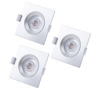 Briloner Leuchten, 7279-034, LED encastrables Lot de 3 ampoules, pivotant, avec 3 x LED platine 5 W, Plastique/argenté