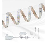 BRILONER Leuchten - Bande LED, LED Strip 1m, autocollante, à raccourcir, interrupteur de câble inclus, 14.4 Watt, 1.100 Lumen, 4.000 Kelvin, couleur argent, 1.000mm
