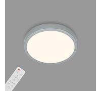 Briloner Leuchten Ceiling Light Starry Sky Plafonnier à gradation Température de couleur réglable Lampe de surface Télécommande Argent Diamètre 280 x 40 mm