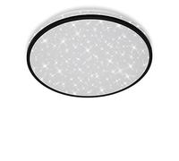 Briloner Leuchten - Éclairage plafonnier LED, plafonnier avec décor d'étoiles, 24 Watt, 2 200 Lumen, 4 000 Kelvin, blanc et noir, Ø 38cm