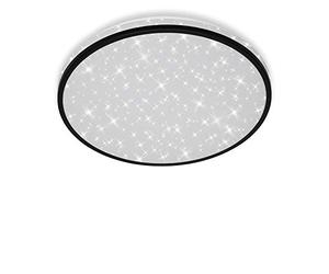 Briloner Leuchten - Éclairage plafonnier LED, plafonnier avec décor d'étoiles, 24 Watt, 2 200 Lumen, 4 000 Kelvin, blanc et noir, Ø 38cm