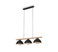 BRILONER Leuchten Lampe à suspendre, Lampe à suspendre rétro, Lampe à suspendre vintage, 3x E27, max. 40 watts, Lampe de salle à manger, métal-bois, noir, 980x250x1035mm (LxlxH)