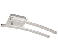 BRILONER 3259-029 Leuchten Lampe de Plafond LED -2 Barres Lumineuses courbées 2 x 6W -Lumière Blanche Chaude - Couleur Gris Aluminium, Métal, 6 W