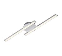 Briloner Leuchten Lampe de plafond LED - 2 barres lumineuses droites 2 x 6W - Lumière blanche chaude - Couleur gris aluminium
