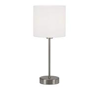 BRILONER Leuchten - Lampe de table, lampe de chevet, lampe de bureau, 1x E14, incl. interrupteur à câble, abat-jour en tissu, blanc, 160x385 mm (DxH)
