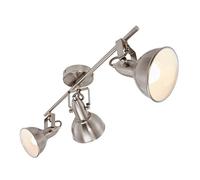 Briloner Leuchten Lampe plafonnier avec 3 spots pivotants et orientables dans un design rétro vintage - Douilles E14, 40w max. - Coloris satin & blanc