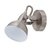 Briloner Leuchten Lampe rotative, Spot mural pivotant avec design rétro vintage - Douille E14, 40w max. - Coloris satin - 15.6 x 10 x 15.6 cm, Satiné