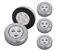 Briloner Leuchten 2633-054 Lot de 5 spots LED autocollants - éclairage sans fil pour meubles - placards etc. - à piles - fonction on/off par pression - Ø 6.8 cm, Titanfrabig