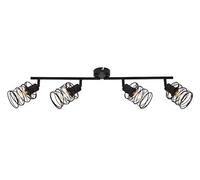 BRILONER Leuchten - Luminaire à spots, spot plafonnier à 4 lampes, plafonnier rétro, vintage, spots pivotants et orientables, acier noir, 4xE14, maximum 40 Watt, métal, noir