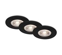BRILONER Leuchten - Luminaires encastrés à LED, jeu de 3 lampes encastrées, plafonniers dimmables, 5 watts chacun, 460 lumens chacun, 3 000 Kelvin, IP44, noir mat, 90x25 mm (DxH)