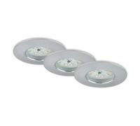 Briloner Leuchten - Luminaires encastrés LED, lot de 3, plafonniers de 5 watts chacun, 400 lumens chacun, 3 000 Kelvin, IP44, couleur aluminium, 75 x 28 mm (D x H)