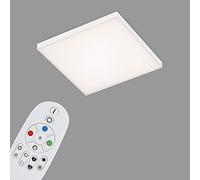 BRILONER Leuchten - Panneau LED, plafonnier LED dimmable, sans cadre, contrôle de la température de couleur, RGB, télécommande incluse, 16 Watt, 1.800 Lumen, blanc, 295x295x57mm (LxLxH)