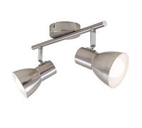 BRILONER 2860-022 Plafonnier, Applique, Spots Orientables et Pivotants, 2X E14, Max. 25 Watt, Rétro, 275x80x150mm (LxLxH), Métal, W, Nickel Mat, Réflecteur À L'intérieur Blanc