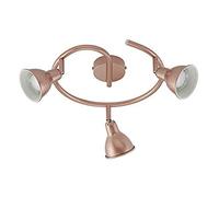 BRILONER Leuchten Plafonnier LED, 3 spots LED rotatifs et pivotants, spot rond/rétro, lampe de plafond, cuivre, GU10, 3 W chacun, 28 x 28 x 17 cm