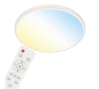 Briloner Leuchten - Plafonnier LED avec Décor en Étoile et Cristaux Transparents, Plafonnier avec gradateur, Télécommande, Éclairage de Nuit, Minuterie et Fonction Mémoire, Blanc, Ø 59, 5 cm