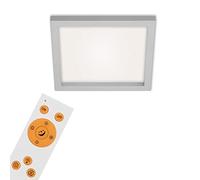 BRILONER Leuchten Plafonnier LED avec télécommande, intensité variable, fonction mémoire, veilleuse et minuterie, 18 W, 1800 lumens, chromé mat, 295 x 295 x 67 mm