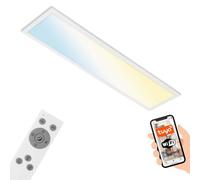BRILONER Leuchten - Plafonnier LED intelligent, fonctionne avec Amazon Alexa, plafonnier Wifi ultra plat, CCT, variateur, commande vocale, blanc, 7385-016, 100 x 25 cm